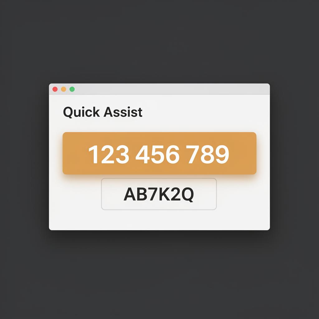 Quick Assist Fenster mit ID und Access Code